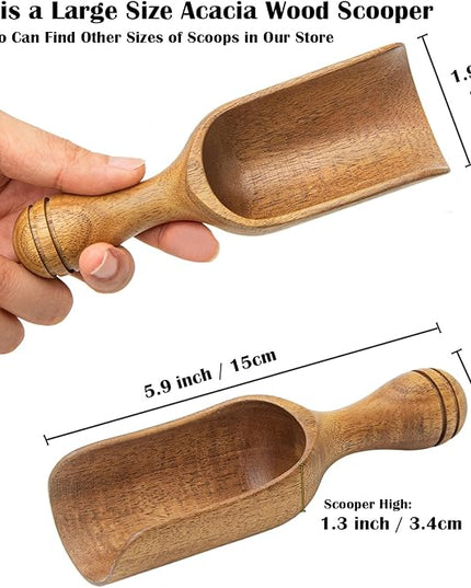 Big Coffee Scoops Shovel,Large Ground Coffee Scoop 3PCS Large Wooden Scoops for Jars 5.9″ Acacia Measuring Spoons for Coffee, Kitchen Scoop for Tea,Coffee, Powder, Bath Salts,Laundry -Multifunctional