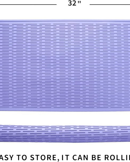 Silicone Dish Drying Mat for Multiple Usage,Easy clean,Eco-friendly,Heat-resistant Silicone Mat for Kitchen Counter or Sink,Refrigerator or Drawer Liner Light Purple 4XL 32 inches x 18 inches