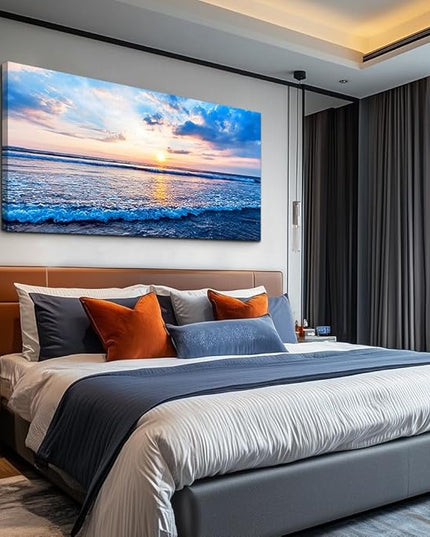 Canvas Wall Art for living room blue beach ocean sea waves landscape Wall Decor Ready to Hang Home Decorations bedroom kitchen bathroom inspirational Canvas prints posters painting wall mural Artwork