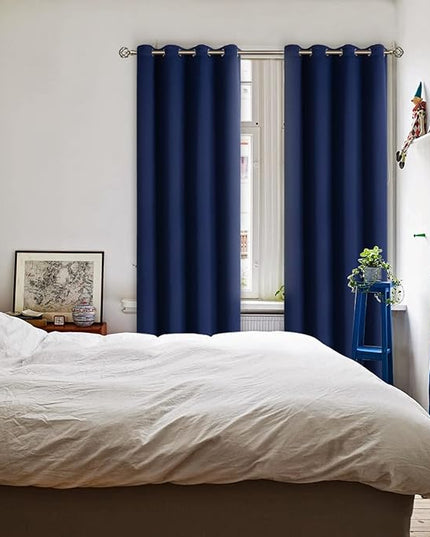BGment Blackout Curtains - Grommet Thermal Insulated Room Darkening Bedroom and Living Room Curtains, Set of 2 Panels (52 x 120 Inch, Navy)