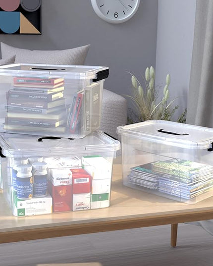 4-Pack 17.5 Quart Plastic Storage Bins with Lids, Stackable Storage Organizing Box with Handle, Clear
