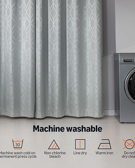 Amazon Basics Jacquard 2-Piece 100% Blackout Curtains, Living Room and Bedroom Drapes, Thermal Insulated Window Treatment, 42"x84", Light Grey