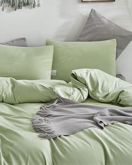 CLOTHKNOW Green King Comforter Set 3Pcs Sage Green Bedding Comforter Sets Pale Green Comforter King Soft Light Green King Size Comforter Set