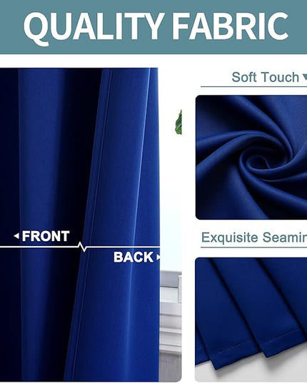 ChrisDowa Blackout Curtains 108 Inches Long 2 Panels Set for Living Room, Grommet Thermal Insulated Room Darkening Curtains for Bedroom (Royal Blue, 52 x 108 Inch)
