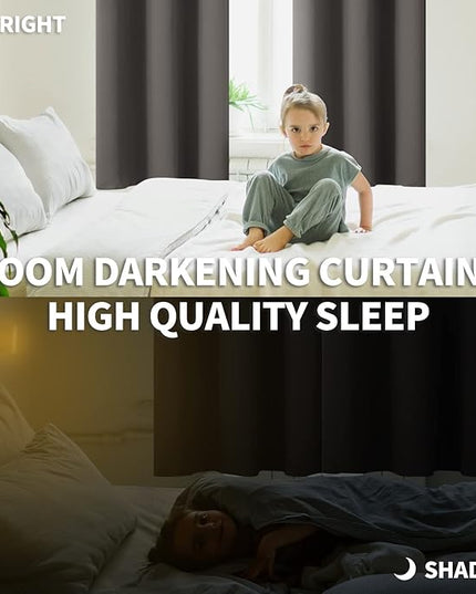 BGment Blackout Curtains for Bedroom - Grommet Thermal Insulated Room Darkening Curtains for Living Room, Set of 2 Panels, Each 55 x 96 Inch, Grey