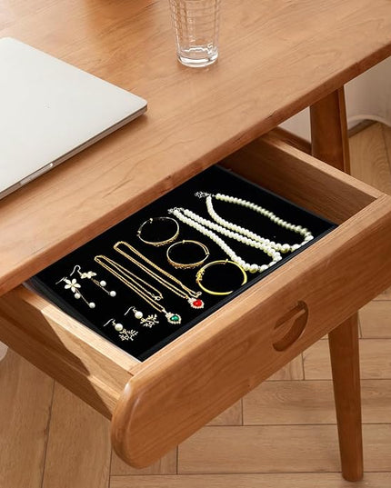 Jewelry Tray Black Velvet Stackable Jewelry Display Tray Storage Organizing Trays Empty Plate (13.78" L x 9.45" W x 1.18" H in) (1)