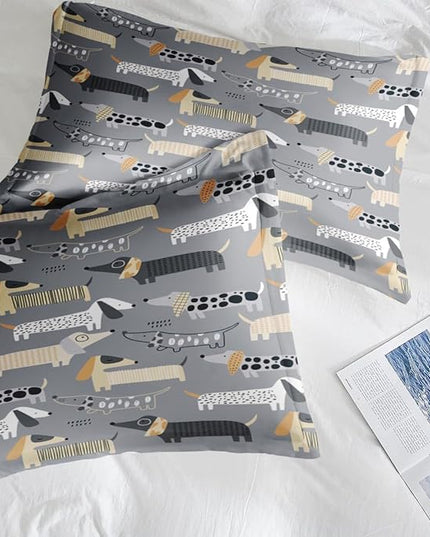 Comforter Set Full Size, Cute Dog Pet Soft 3 Pcs Bedding for Kids and Adults Cartoon Nursery Animal Dachshund Comforter Set with 2 Pillowcases for Bedroom Bed Decor