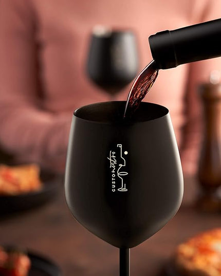 Gusto Nostro Stainless Steel Wine Glass - 18 oz - Unbreakable Black Wine Glasses for Travel, Camping and Pool - Fancy, Unique and Cool Portable Metal Wine Glass for Outdoor Events, Picnics (Set of 2)