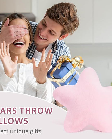 Small Star Throw Pillows for Bed, Decorative Throw Pillows for Couch Livingroom,15" Pink Pillows Aesthetic Cute Floor Pillow with Soft Plush for Sofa Bedroom Kids Xmas Gift (Pink)