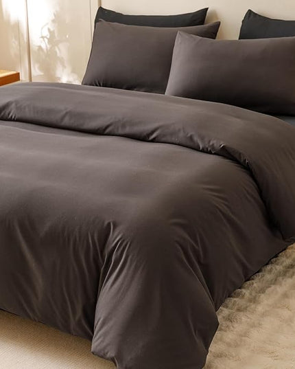 CLOTHKNOW Dark Brown King Size Comforter Set 3Pcs Mocha Coffee Bedding Comforter Sets All Season Brown Comforter Men Women Comforter