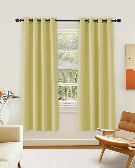NICETOWN Room Darkening Curtain for Living Room - Energy Saving Thermal Insulated Grommet Room Darkening Curtain/Drape for Bedroom (1 Panel, 46 by 72, Paler Yellow)