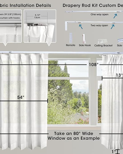 SmartWings Automatic Curtain Opener with Drapery, Motorized Vertical Blinds with Remote, Electric Closet Doors Sliding Panels Compatible with Alexa Google Homekit, Sheer Colorful Radiance