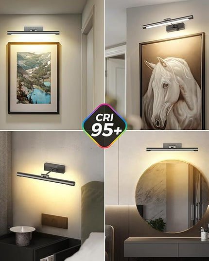 Joosenhouse Battery Operated Wireless Picture Light with Adjustable Swing Arm, Dimmable with Remote Control and Timer, 16.53 Inch Brushed Grey Rechargeable Display Light for Art and Gallery Displays