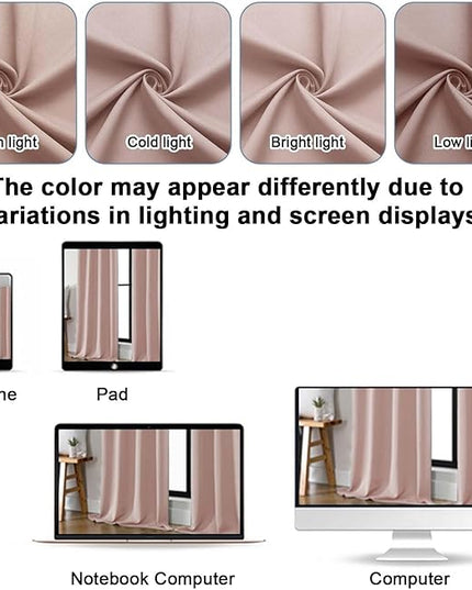 Gwine Blush Pink Blackout Curtains for Bedroom 96 Inch Length, Room Darkening Energy Saving Black Out Curtains for Living Room, Window Treatment Drapes with Rod Pocket, Each 40" Wx96 L, 2PCS