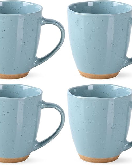 AmorArc 12oz Coffee Mugs, Ceramic Coffee Mugs set of 4 for Man, Woman, Dad, Mom, Modern Coffee Cups with handle for Latte/Cappuccino/Milk/Cocoa. Dishwasher&Microwave Safe, Blue