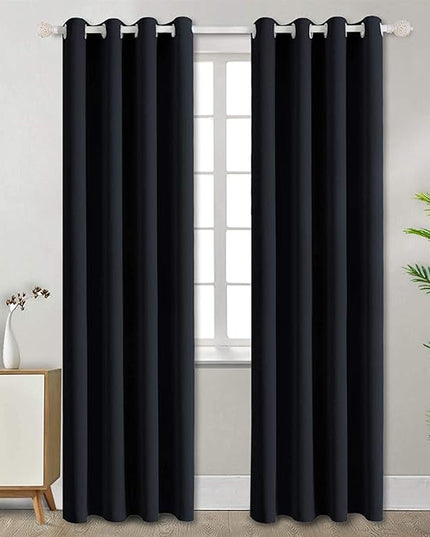 BGment Blackout Curtains for Bedroom - Grommet Thermal Insulated Room Darkening Curtains for Living Room, Set of 2 Panels, Each 55 x 96 Inch, Black
