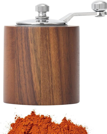 Manual Pepper Grinder – 7.8x5.8x5.8cm Wood Stainless Steel Adjustable Mill, Quick Grind Tool | Perfect for Kitchen Cooking Seasoning, Sesame Cumin Coffee Beans Grinding, Dining Table Culinary