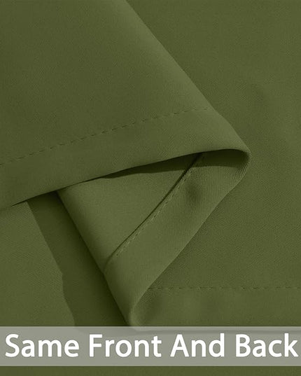 Yakamok Olive Green Blackout Curtains 63 Inches Length with Grommet Green Room Darkening Thermal Insulated Curtain Set of 2 Drapes for Bedroom Living Room, 52W x 63L,2 Panels