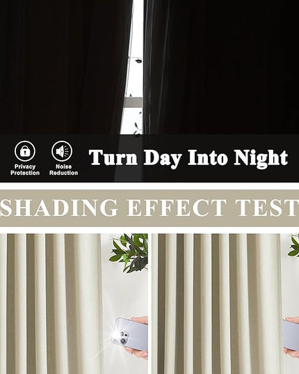 Vision Home Sand Pinch Pleated Full Blackout Curtains Linen Blended Room Darkening Window Curtains 84 inch for Living Room Bedroom Thermal Insulated Pinch Pleat Drapes with Hooks 2 Panel 40" Wx84 L