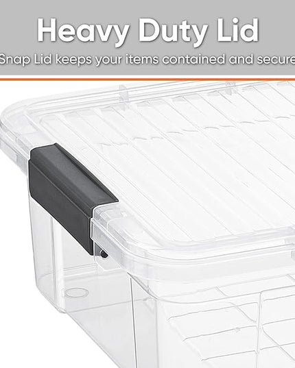 Superio Clear Storage Boxes with Lids, 16 Quart Plastic Container Bins for Organizing, Stackable Crates, BPA Free, Non Toxic, Odor Free, Organizers for Home, Office and Dorm, 4 Pack