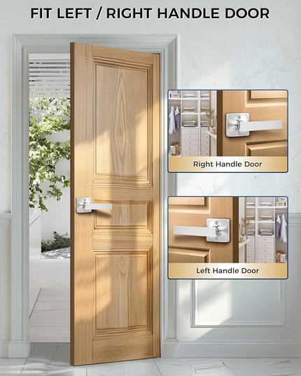 Mengico 5 Pack Door Lever Lock,Satin Nickel Interior Door Lever,Door Lever Dummy Door Handle(No Latch)