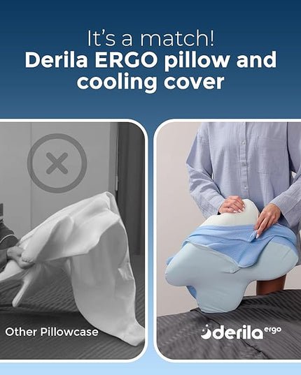 Derila Ergo Pillowcase Cervical Neck Pillow for Sleeping Pillow Case Contour Memory Foam Pillows for Back, Side Sleeper (Pillowcase - 21.25 x 14.17 x 4.72 in) Pillow Case only