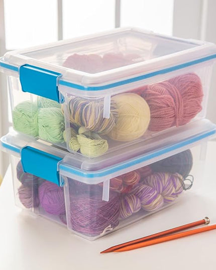 Sterilite 6-Pack Gasket Box, Weather-Resistant Storage Bins with Latching Lids, 12 Quart - Heavy-Duty Organizing Containers for Closet, Bathroom, and Office