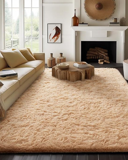Ophanie 8x10 Beige Area Rugs for Living Room, Large Shag Bedroom Carpet, Big Indoor Thick Soft Shaggy Nursery Rug, Fluffy Carpets for Boy and Girls Room Dorm Home Decor Aesthetic
