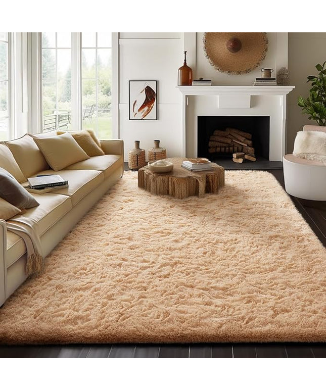 Ophanie 8x10 Beige Area Rugs for Living Room, Large Shag Bedroom Carpet, Big Indoor Thick Soft Shaggy Nursery Rug, Fluffy Carpets for Boy and Girls Room Dorm Home Decor Aesthetic