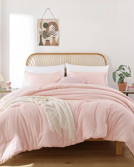 ROSGONIA Oversized Queen Comforter Blush, 3pcs (1 Comforter & 2 Pillowcases) Lightweight Oversized Queen Comforter Sets Bedding Blanket Quilts