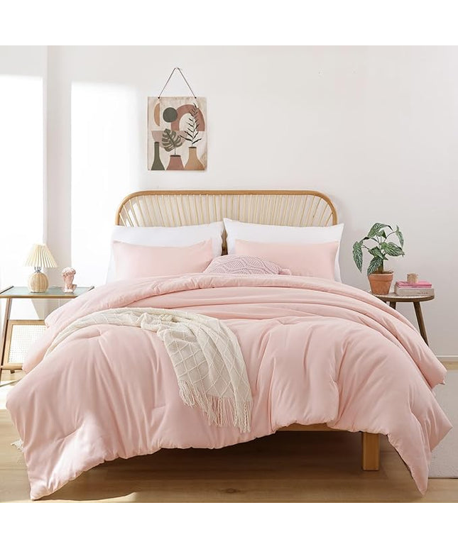 ROSGONIA Oversized Queen Comforter Blush, 3pcs (1 Comforter & 2 Pillowcases) Lightweight Oversized Queen Comforter Sets Bedding Blanket Quilts