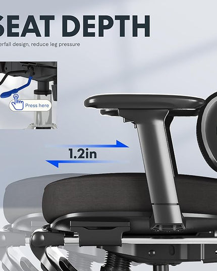 FLEXISPOT ErgoX Premium Ergonomic Office Chair with Footrest- Adjustable 3D Armrests, Dynamic Lumbar Support, Recline & Tilt Function, Mesh Seat, for Home & Office Use,Foam Black