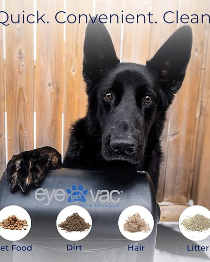 EyeVac Pet Touchless Vacuum Automatic Dustpan - Ultra Fast & Powerful - Great for Sweeping Cat Dog Pet Hair Food Dirt Kitchen, Corded Canister Vacuum, Bagless, Automatic Sensors, 1400 Watt (Black)