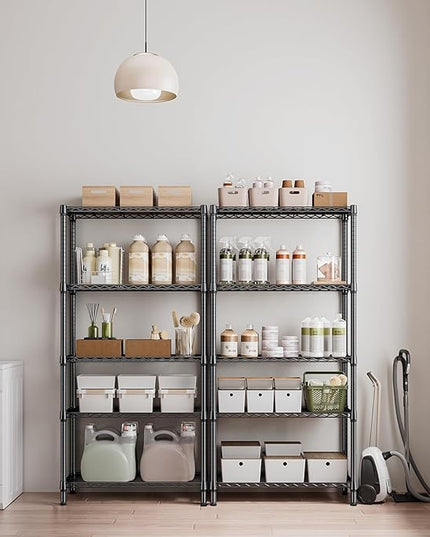 1250 lbs 5 Tier Shelf Metal Storage Shelves Shelving Wire Rack Heavy Duty Closet Organizers for Garage Kitchen Bathroom Laundry Black 15.7" D x 33.5" W x 68.5" H