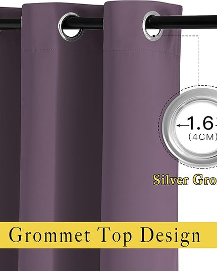 NICETOWN Plum Curtains and Drapes for Living Room - Extra Long Room Darkening Thermal Insulated Solid Window Blackout Draperies (Plum, 1 Pair, 52 x 95-Inch)