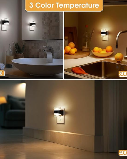 Night Light, Night Lights Plug into Wall, LED Clear Night Light for Kids, Adjustable Brightness NightLights with Dusk to Dawn Sensor for Bedroom Bathroom, 3000K/4000k/5000K, 2 Pack