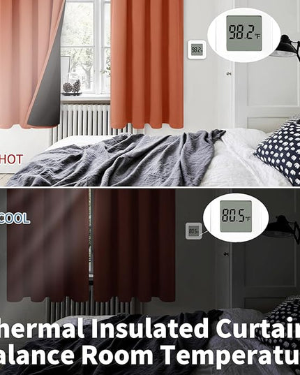 BGment Terracotta 100% Blackout Curtains for Bedroom, Fall Full Room Darkening Noise Reducing Living Room Curtains 72 Inch Length, Thermal Insulated Rod Pocket Window Drapes 2 Panels, 42 Inch Wide