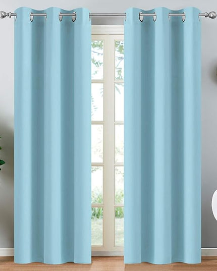 Yakamok Blackout Curtains Room Darkening Thermal Insulated with Grommet Window Curtain for Bedroom, 38Wx84L inch, Sky Blue, 2 Panels