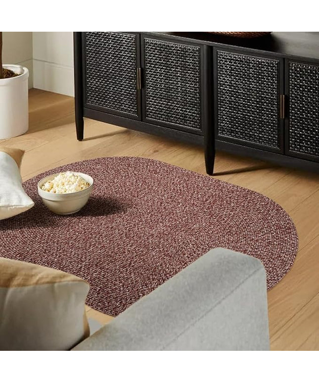 Seasons SE75 Summer Red 3' x 5' Oval - Braided Area Rug, Home Decor, Floor Mat or Bedroom Rug - Easy Care, Ideal for High Traffic Areas in Hallway and Living Room - Made in USA