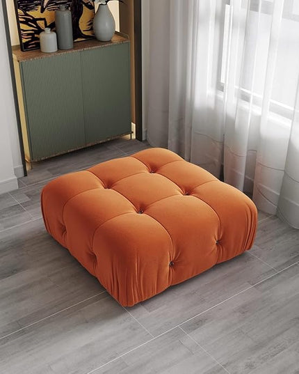JACH Modern Ottoman Module for Living Room, Cushion Covers Removable, Minimalist Comfy Breathable Ottoman for Living Room Apartment (Orange)