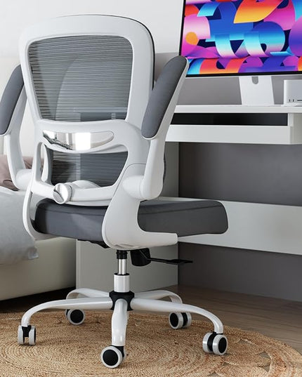 TRALT Office Chair - Ergonomic Desk Chair with Adjustable Lumbar Support, Mesh Computer Chair, Executive Chairs for Home Office Comfortable Lumbar Support (White+Black)