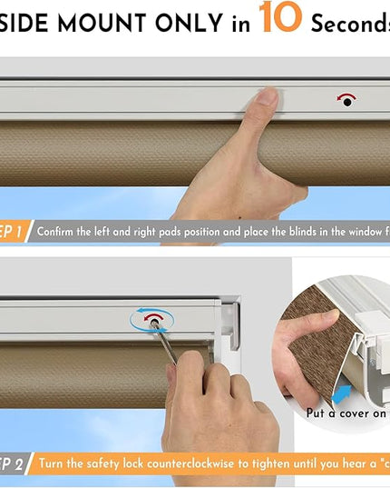 Persilux Smart Motorized Blinds with Remote, No Drill Automatic Roller Shades for Indoor Windows, Blackout Linen Fabric, Electric Blinds for Windows, Nature Brown C153BO-11, Custom Size
