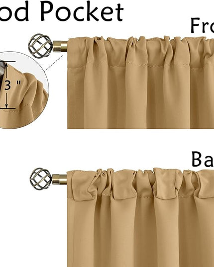 BGment Rod Pocket and Back Tab Blackout Curtains for Bedroom - Thermal Insulated Room Darkening Curtains for Living Room, 2 Window Curtain Panels (38 x 54 Inch, Khaki)