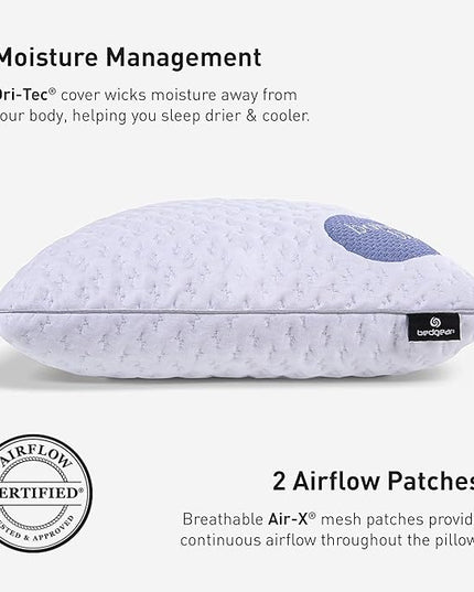 Bedgear Balance Performance Pillow – 0.0 - Moisture Wicking Bed Pillow for All Sleep Positions - Medium Firmness Bed Pillow - Washable Removable Cover – 20" W x 26" L x 4.75" H