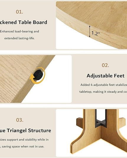 iPormis 59" Round Extendable Dining Table for 4-6, Modern Kitchen Table with Heavy Duty Pedestal Base & Wooden Top, Oval Dining Room Table for Dining Living Room, Easy Assembly, Oak