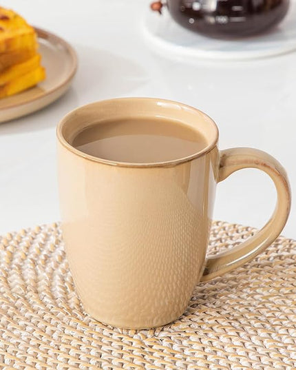 vancasso PLAYA Ceramic Coffee Mug Set of 6, 16 Oz Tea Cups with Handle for Latte, Tea, Cappuccino, Milk, Cocoa, Microwave&Dishwasher Safe, Brown