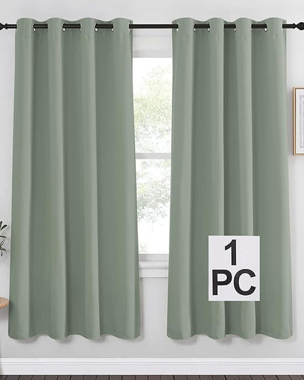 NICETOWN Sage Green Blackout Family Home Curtain - Grommet Thermal Insulated Room Darkening Window Treatment Sound & Light Blocking Drape for Bedroom/Living Room (W52 x L72, 1 Panel)