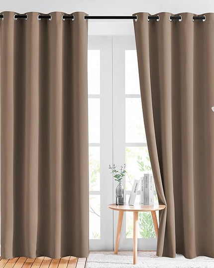 NICETOWN Blackout Draperies Curtains Panels - Window Treatment Thermal Insulated Solid Grommet Blackout Curtains/Panels/Drapes for Bedroom (Set of 2 Panels, 52 by 84 Inch, Cappuccino)