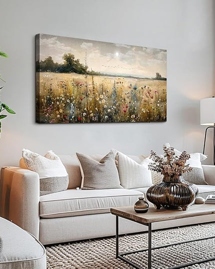 Wapluam Framed Wall Decor For Living Room Canvas Prints Wall Art Bedroom Office Decoration Vintage Abstract Painting Rural Natural Landscape Artworks Pictures Ready To Hang Farmhouse Home Decor