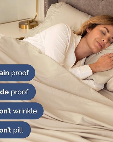 King Size 4 Piece Sheet Set - Comfy Breathable & Cooling Bed Sheets Set - Hotel Luxury Bedding for Women, Men, Kids, Teens, Boys & Girls - Deep Pockets, Ultra-Soft and Wrinkle Free - Oeko-Tex - Wheat